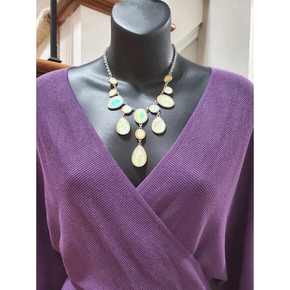 Womens Purple Viscose Wrap V Neck Long Sleeve Raglan Long Maxi Dress Size Large - Picture 10 of 12